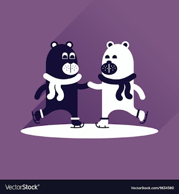 Flat icon with long shadow bears skate vector image