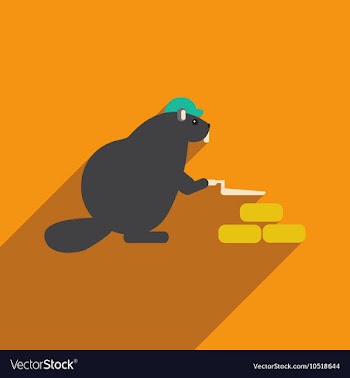 Flat icon with long shadow beaver builder vector image