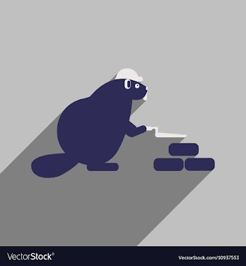 Flat icon with long shadow beaver builder vector image