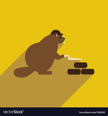 Flat icon with long shadow beaver builder vector image
