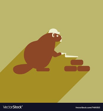 Flat icon with long shadow beaver builder vector image