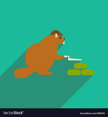 Flat icon with long shadow beaver builder vector image
