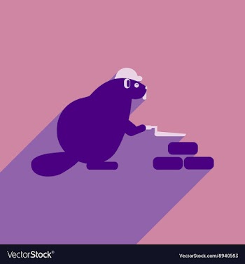 Flat icon with long shadow beaver builder vector image