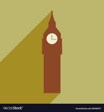 Flat icon with long shadow big Ben vector image