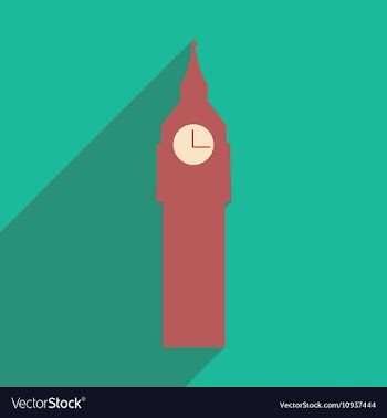 Flat icon with long shadow big Ben vector image