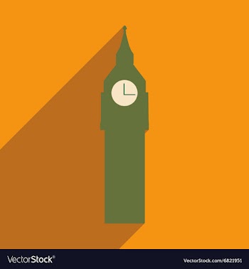 Flat icon with long shadow big Ben vector image