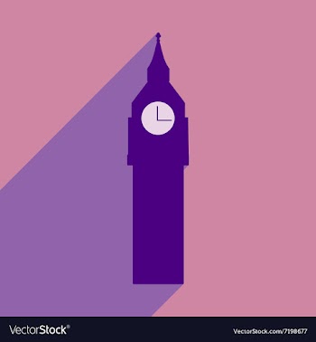 Flat icon with long shadow big Ben vector image