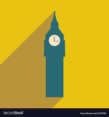 Flat icon with long shadow big Ben vector image