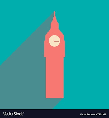 Flat icon with long shadow big Ben vector image