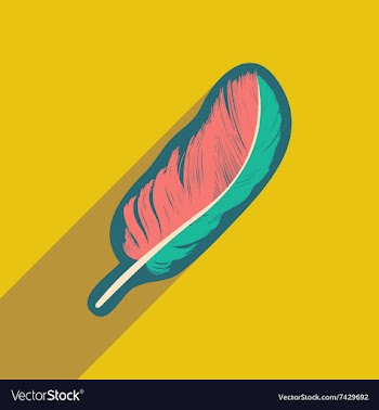 Flat icon with long shadow bird feather vector image