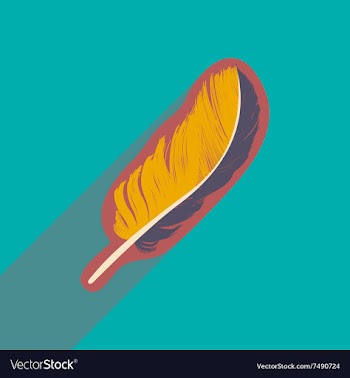 Flat icon with long shadow bird feather vector image