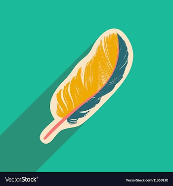 Flat icon with long shadow birds feather vector image
