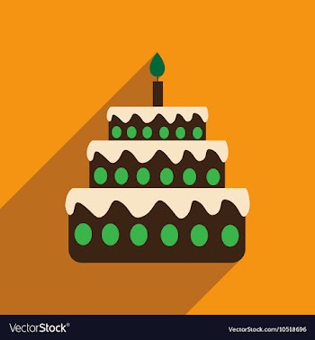 Flat icon with long shadow birthday cake vector image