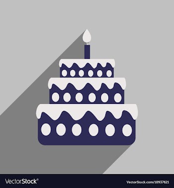 Flat icon with long shadow birthday cake vector image
