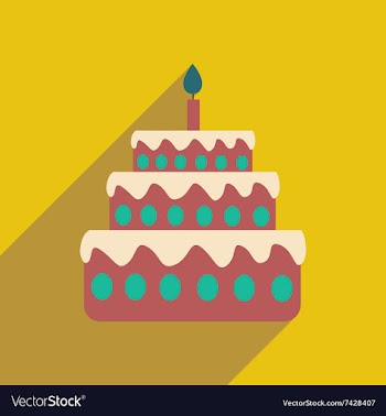 Flat icon with long shadow birthday cake vector image