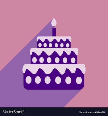Flat icon with long shadow birthday cake vector image