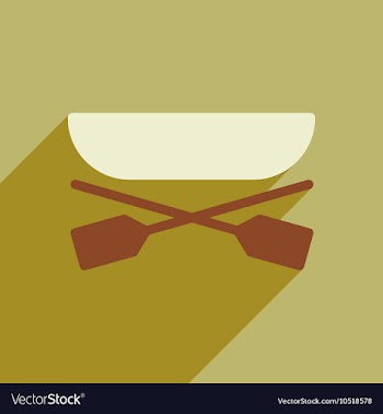 Flat icon with long shadow boat oars vector image