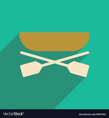 Flat icon with long shadow boat oars vector image