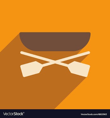 Flat icon with long shadow boat oars vector image