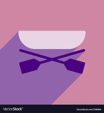Flat icon with long shadow boat oars vector image