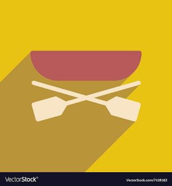 Flat icon with long shadow boat oars vector image
