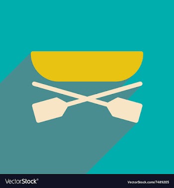 Flat icon with long shadow boat oars vector image