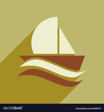 Flat icon with long shadow boat sailboat vector image