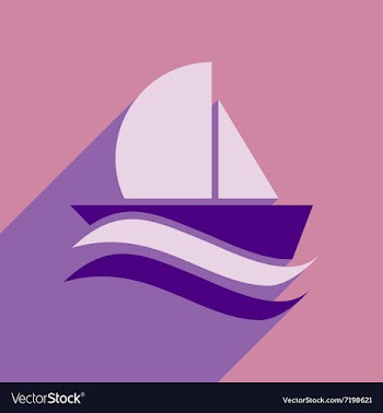Flat icon with long shadow boat sailboat vector image