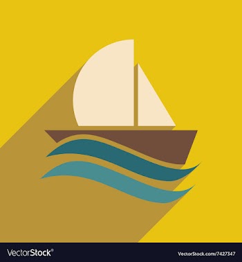 Flat icon with long shadow boat sailboat vector image