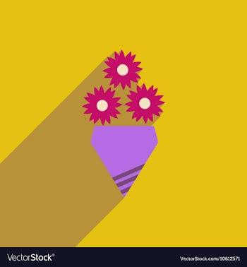 Flat icon with long shadow bouquet of flowers vector image