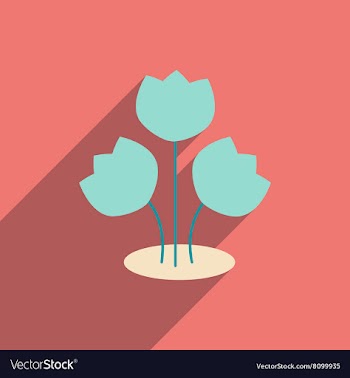 Flat icon with long shadow bouquet of flowers vector image