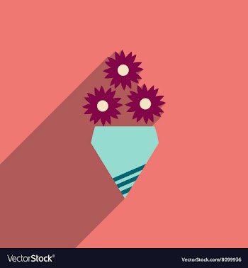 Flat icon with long shadow bouquet of flowers vector image