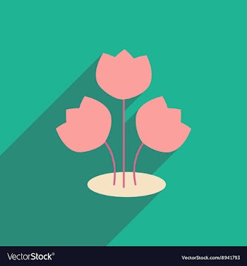 Flat icon with long shadow bouquet of flowers vector image
