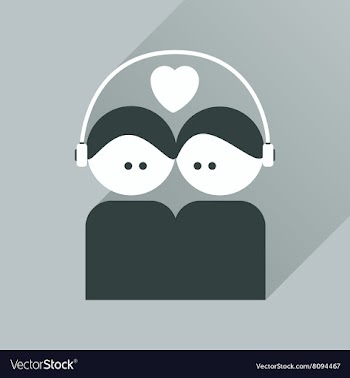Flat icon with long shadow boy and girl listening vector image