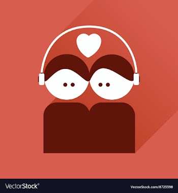 Flat icon with long shadow boy and girl listening vector image