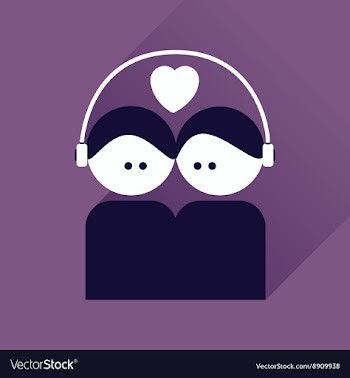 Flat icon with long shadow boy and girl listening vector image