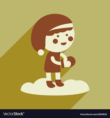 Flat icon with long shadow boy playing snowballs vector image