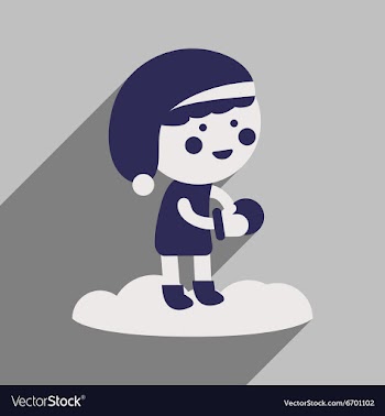 Flat icon with long shadow boy playing snowballs vector image