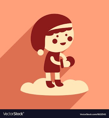 Flat icon with long shadow boy playing snowballs vector image