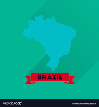 Flat icon with long shadow Brazil map vector image