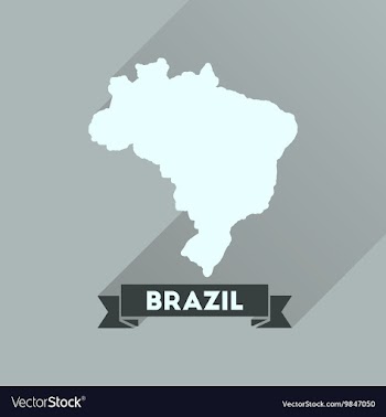 Flat icon with long shadow Brazil map vector image
