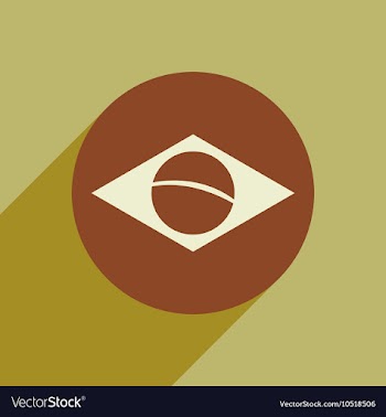 Flat icon with long shadow Brazilian flag vector image