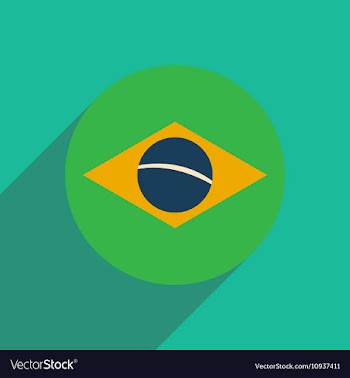 Flat icon with long shadow Brazilian flag vector image