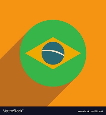 Flat icon with long shadow Brazilian flag vector image