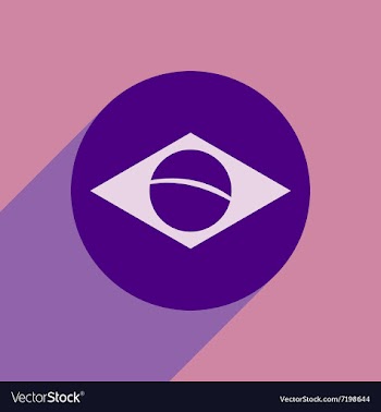 Flat icon with long shadow Brazilian flag vector image