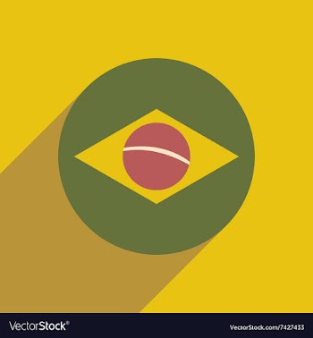 Flat icon with long shadow Brazilian flag vector image