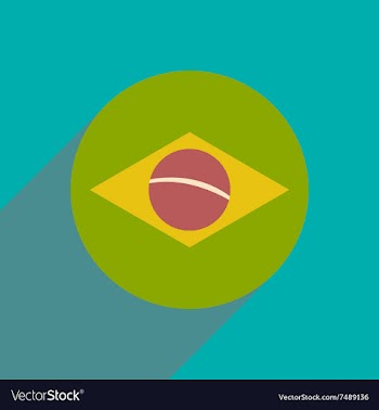Flat icon with long shadow Brazilian flag vector image