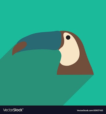 Flat icon with long shadow Brazilian toucan vector image