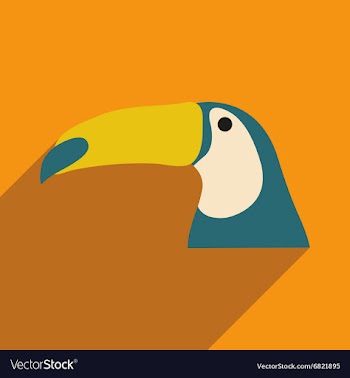 Flat icon with long shadow Brazilian toucan vector image