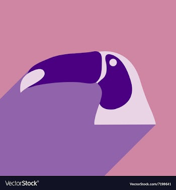 Flat icon with long shadow Brazilian toucan vector image